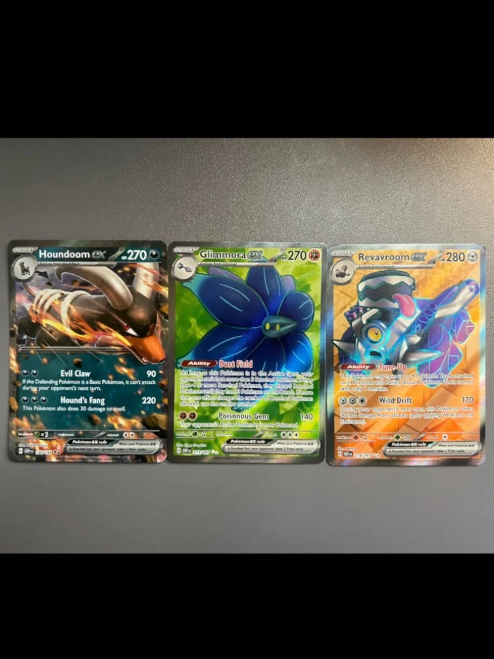 Pokemon Cards Bundle Houndoom EX - Glimmora EX - Revavroom EX